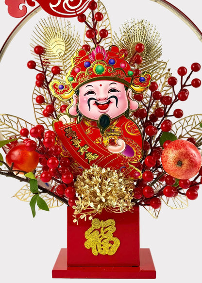 Swaying Wealth God Cai Shen LED Table Decor – Plug In Lunar New Year Fortune Display