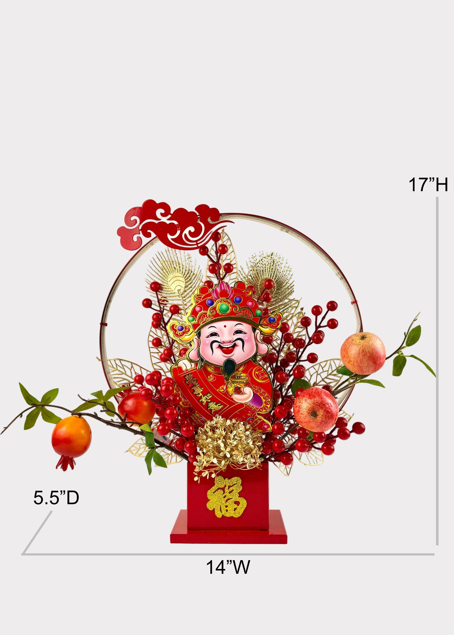 Swaying Wealth God Cai Shen LED Table Decor – Plug In Lunar New Year Fortune Display