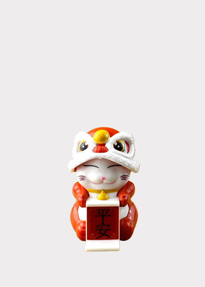 Solar Powered Money Cat – Lion Dance Outfit – Red or Yellow
