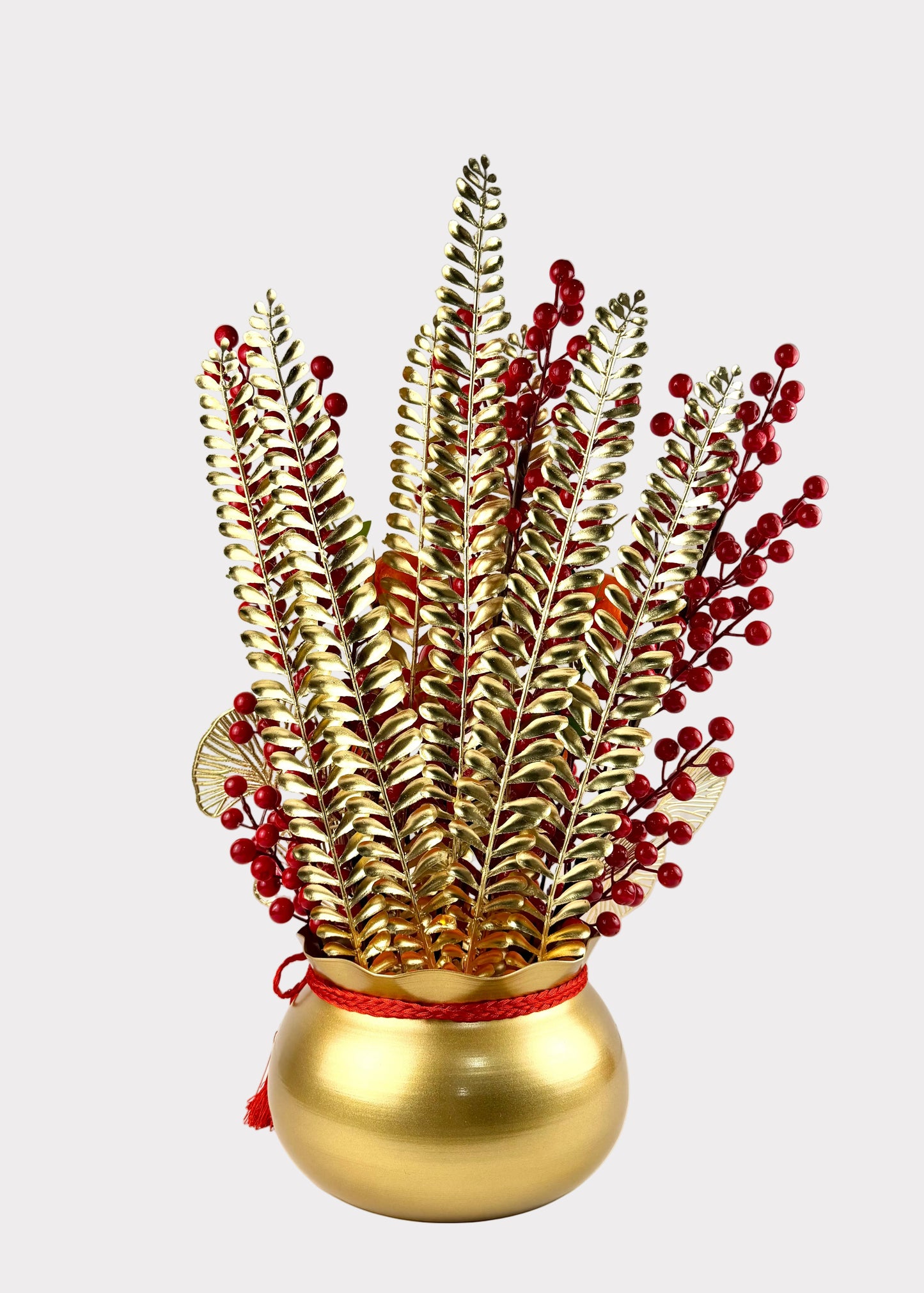 Wealth Bag Cai Sun Tabletop Decor – Lunar New Year Gold Fruit and Berry