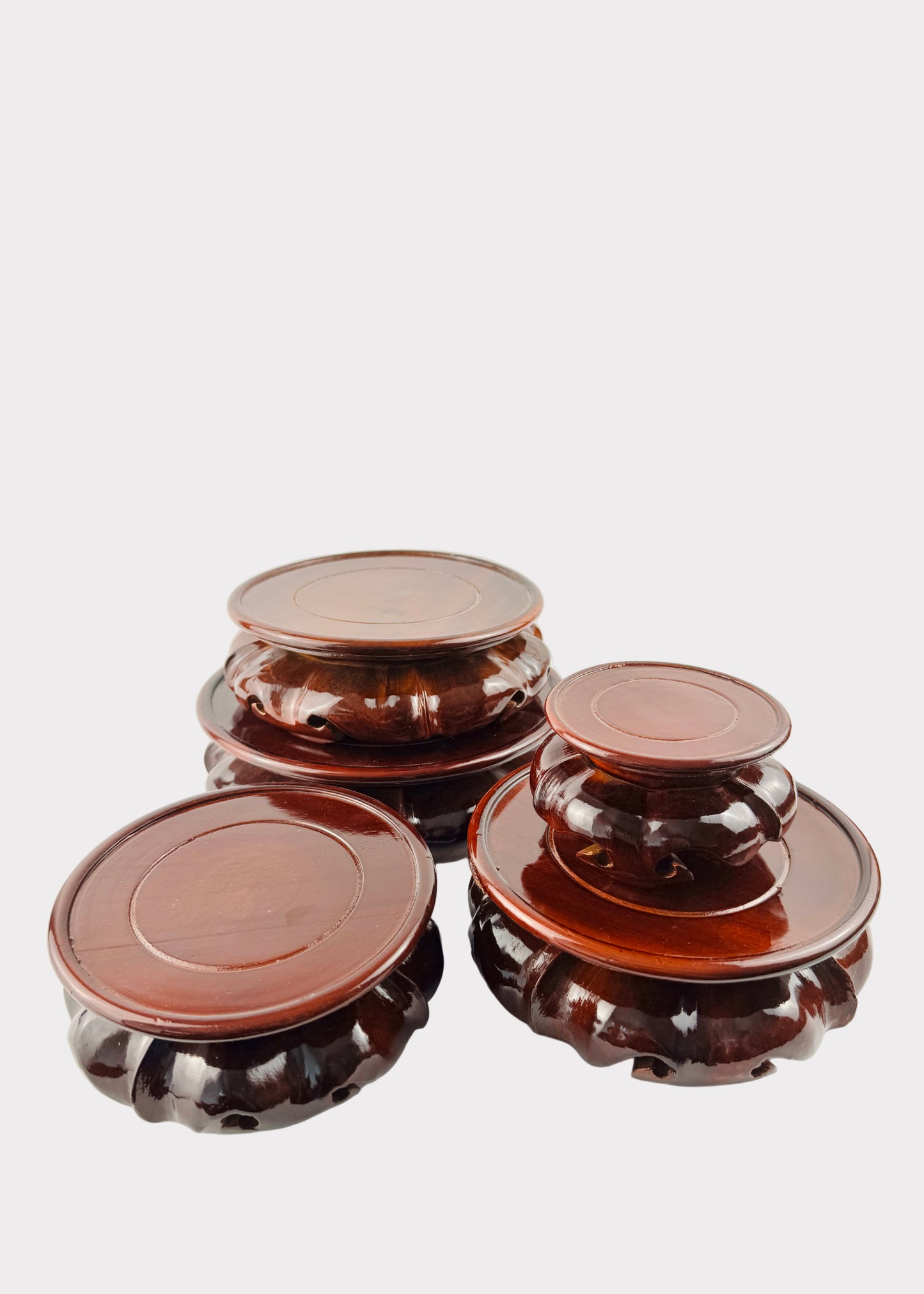 Lotus Carved Wooden Stand – Circular Base