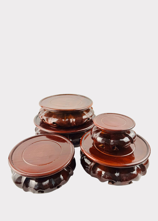 Lotus Carved Wooden Stand – Circular Base