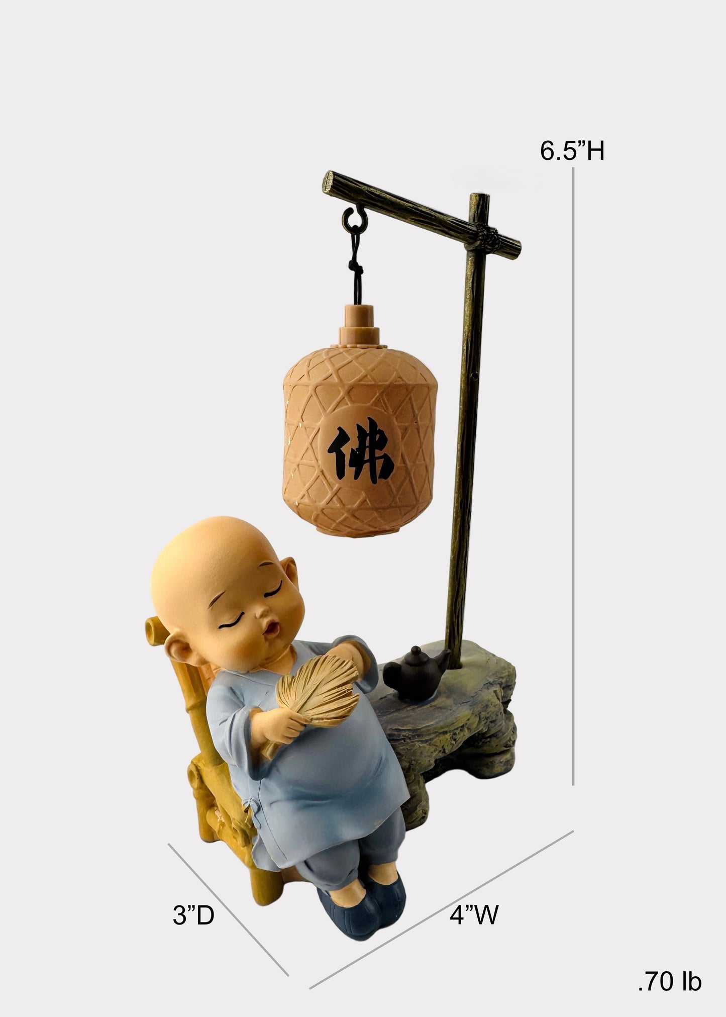 Sleeping Monk with Fan and Teapot Under Lantern