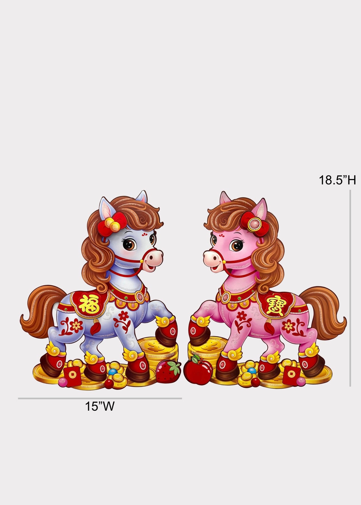 Lucky Pastel Horse Prosperity Wall Decor Pair - Paper Lunar New Year Decor