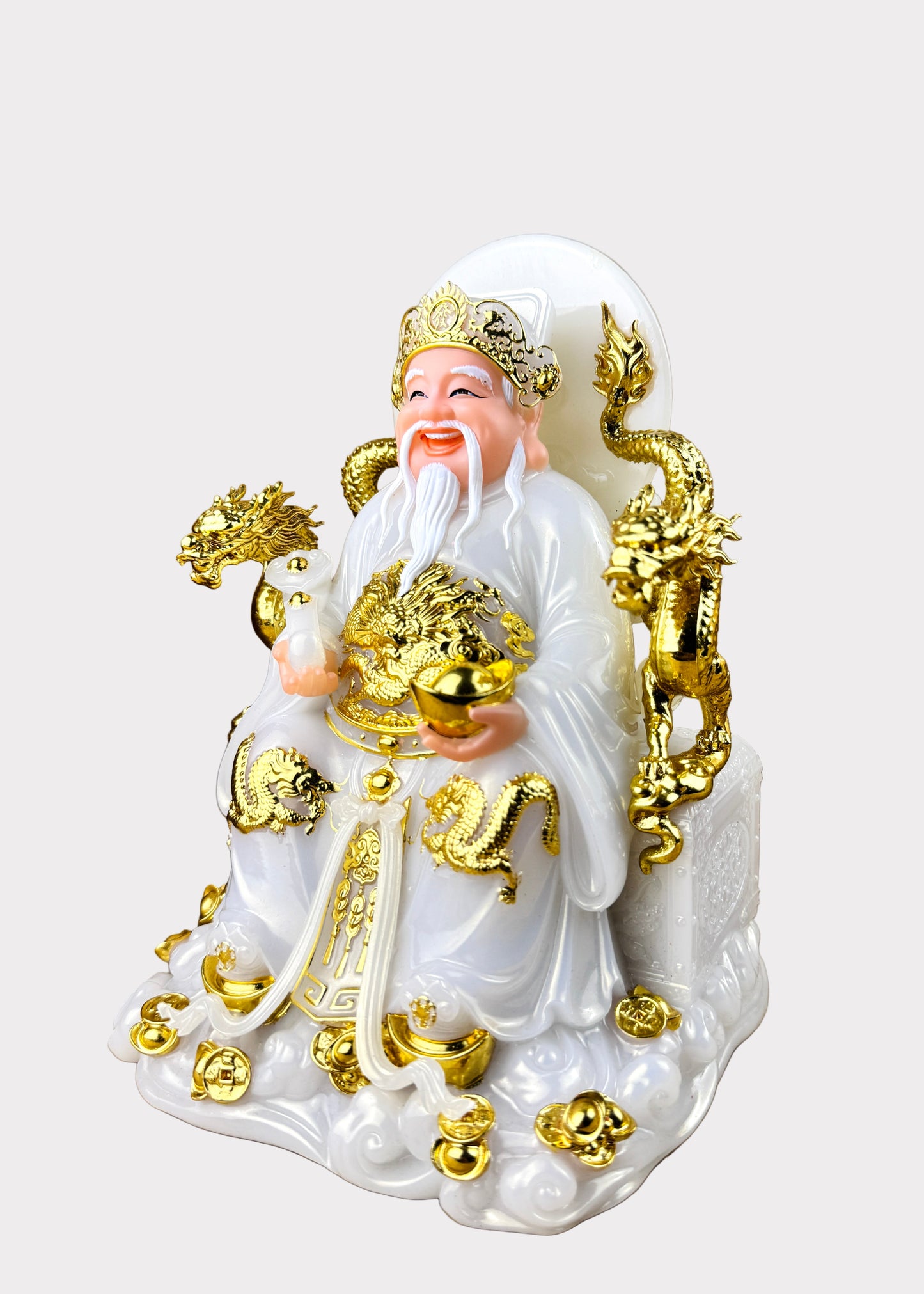 Earth and Prosperity God - Dragon Throne - Pearl White