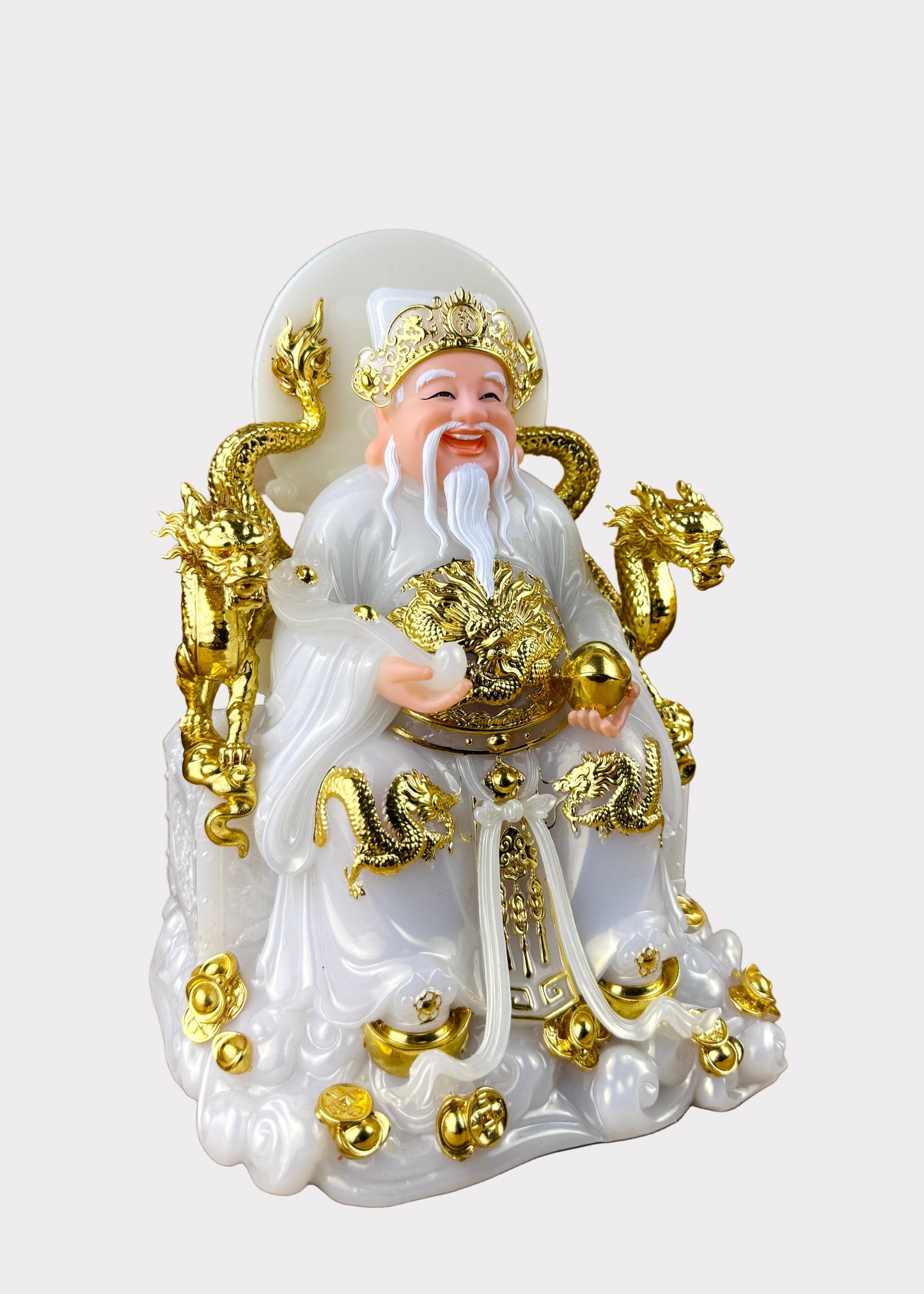 Earth and Prosperity God - Dragon Throne - Pearl White