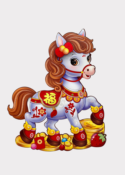 Lucky Pastel Horse Prosperity Wall Decor Pair - Paper Lunar New Year Decor