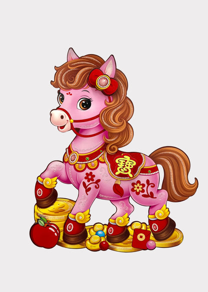 Lucky Pastel Horse Prosperity Wall Decor Pair - Paper Lunar New Year Decor