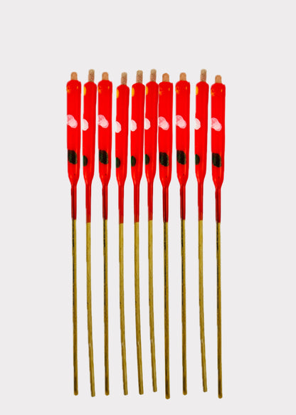 Asian Bamboo Stick Candles – Pack of 10 – Red Ritual Set
