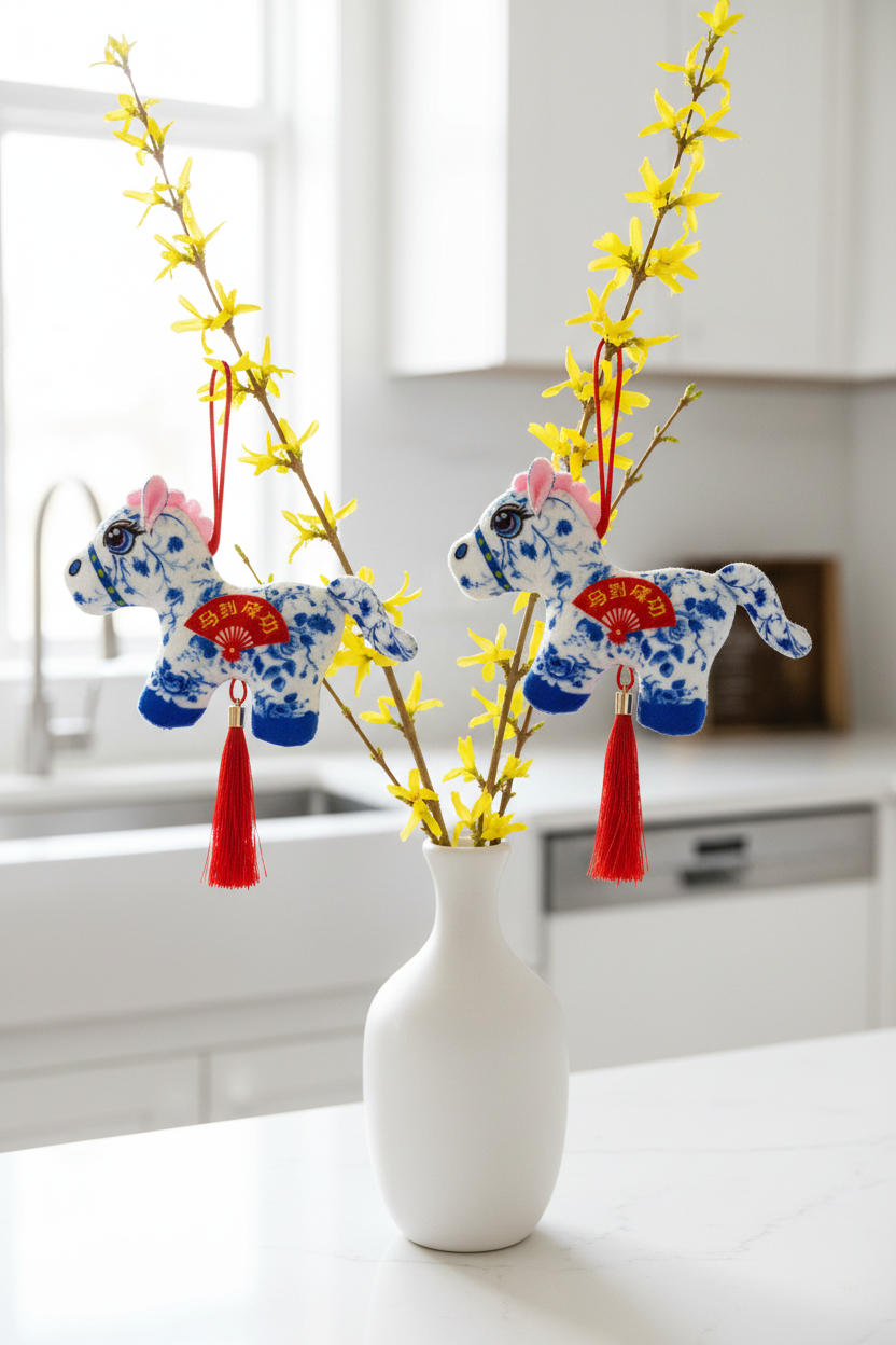 Lucky Horse Plush Charm – Lunar New Year Hanging Ornament – 3 Colors