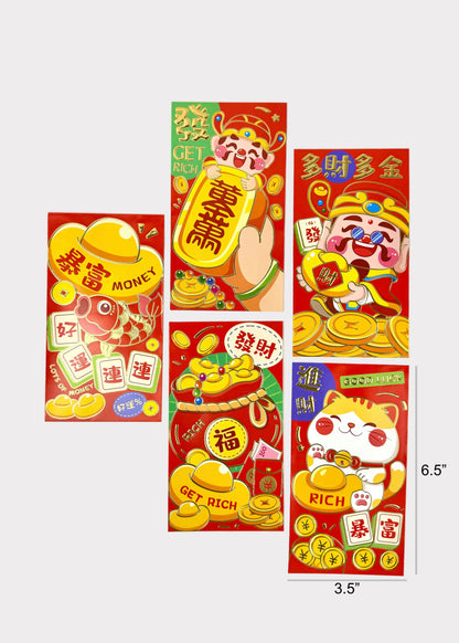 Cute Wealth Red Envelopes – Adorable Lucky Designs – Lunar New Year Gift Money Envelopes