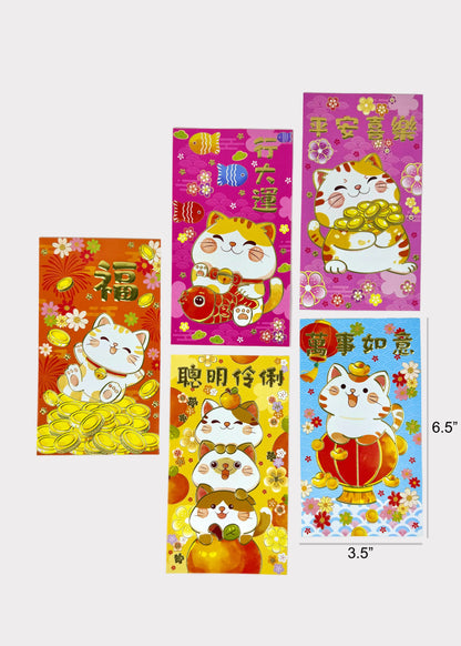 Lucky Cat Red Envelopes – Cute Fortune & Blessing Designs – Lunar New Year Money Envelopes