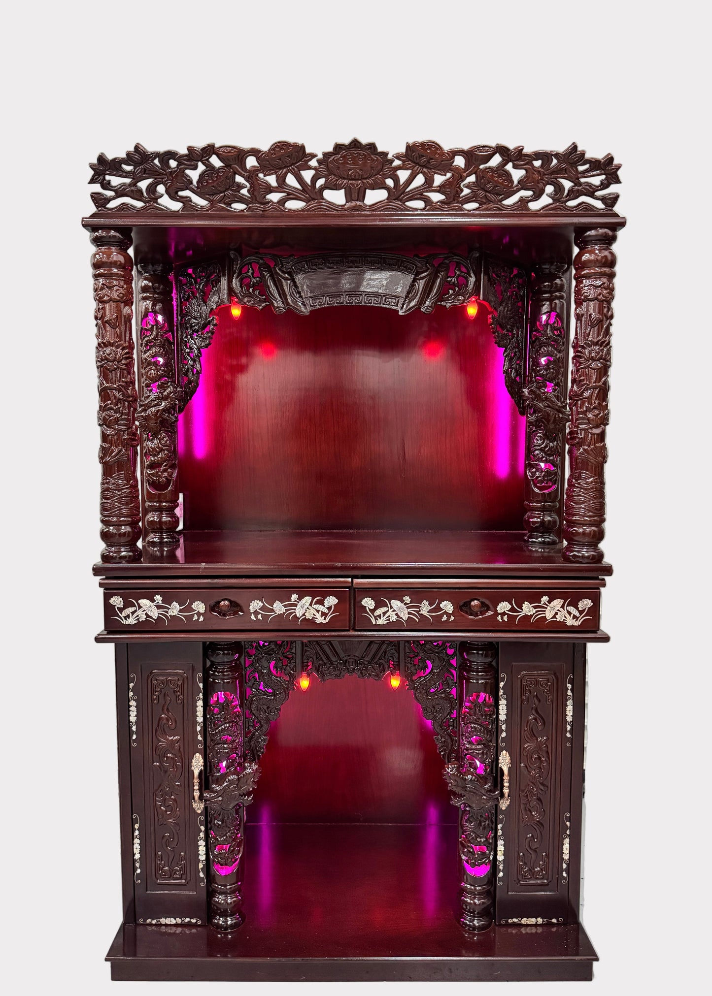 42" Dragon Altar with Mother of Pearl Inlay – Extendable Boards