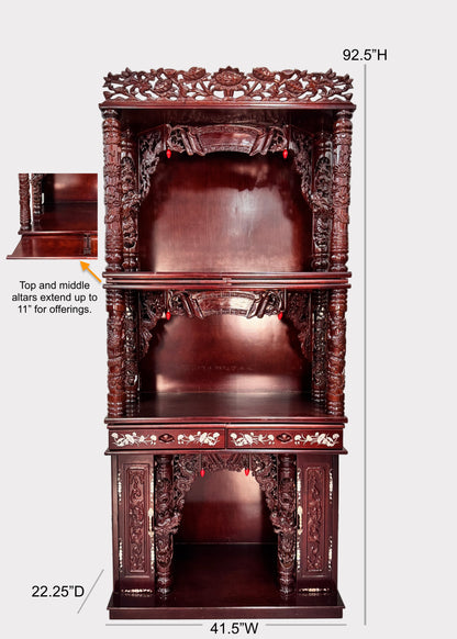 42" Dragon Altar with Mother of Pearl Inlay – Extendable Boards