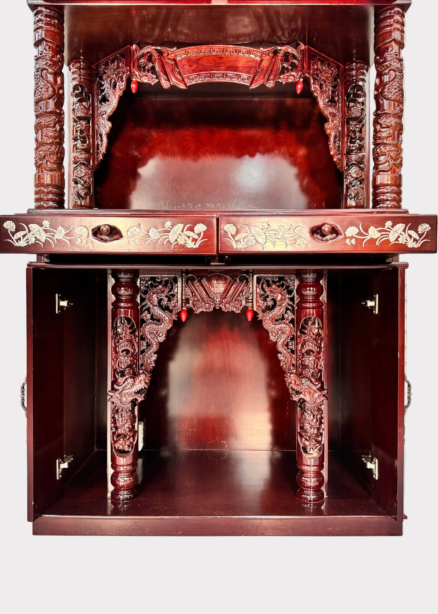 42" Dragon Altar with Mother of Pearl Inlay – Extendable Boards