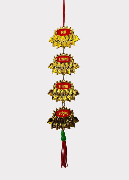 Double-Sided Lucky Lotus Charm - Phúc Blessing Plant & Flower Hanging Decor (5 Count)