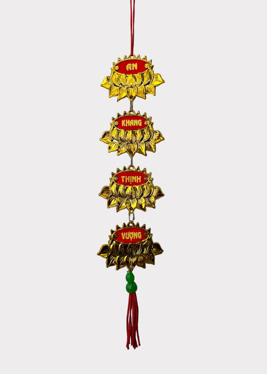 Double-Sided Lucky Lotus Charm - Phúc Blessing Plant & Flower Hanging Decor (5 Count)