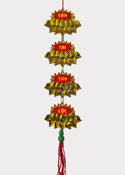 Double-Sided Lucky Lotus Charm - Phúc Blessing Plant & Flower Hanging Decor (5 Count)