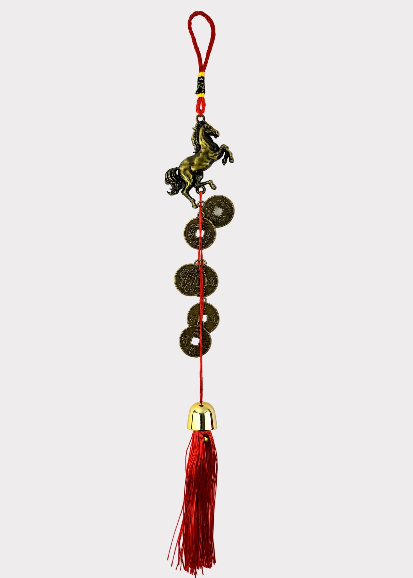 Bronze Horse Feng Shui Coin Tassel – Luck and Career Success Charm