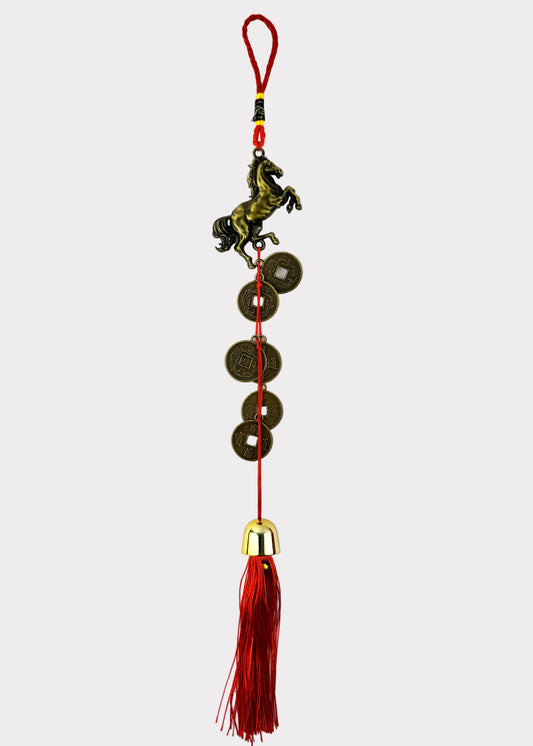 Bronze Horse Feng Shui Coin Tassel – Luck and Career Success Charm