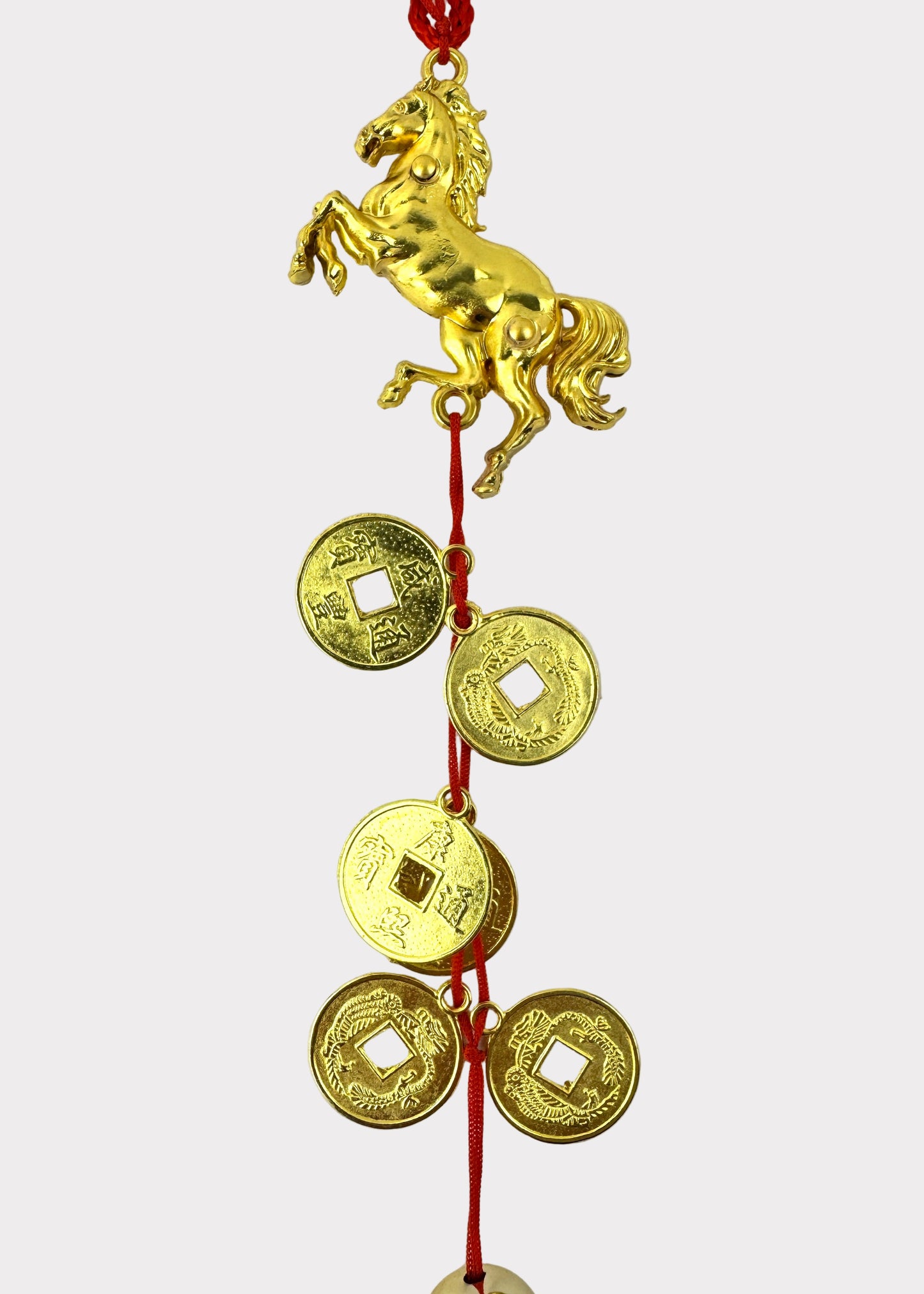 Golden Horse Feng Shui Coin Tassel – Wealth and Success Charm