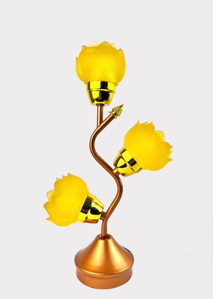 Lotus LED Lamp – 3 Yellow Flower Design – Adjustable Color & Glow Speed