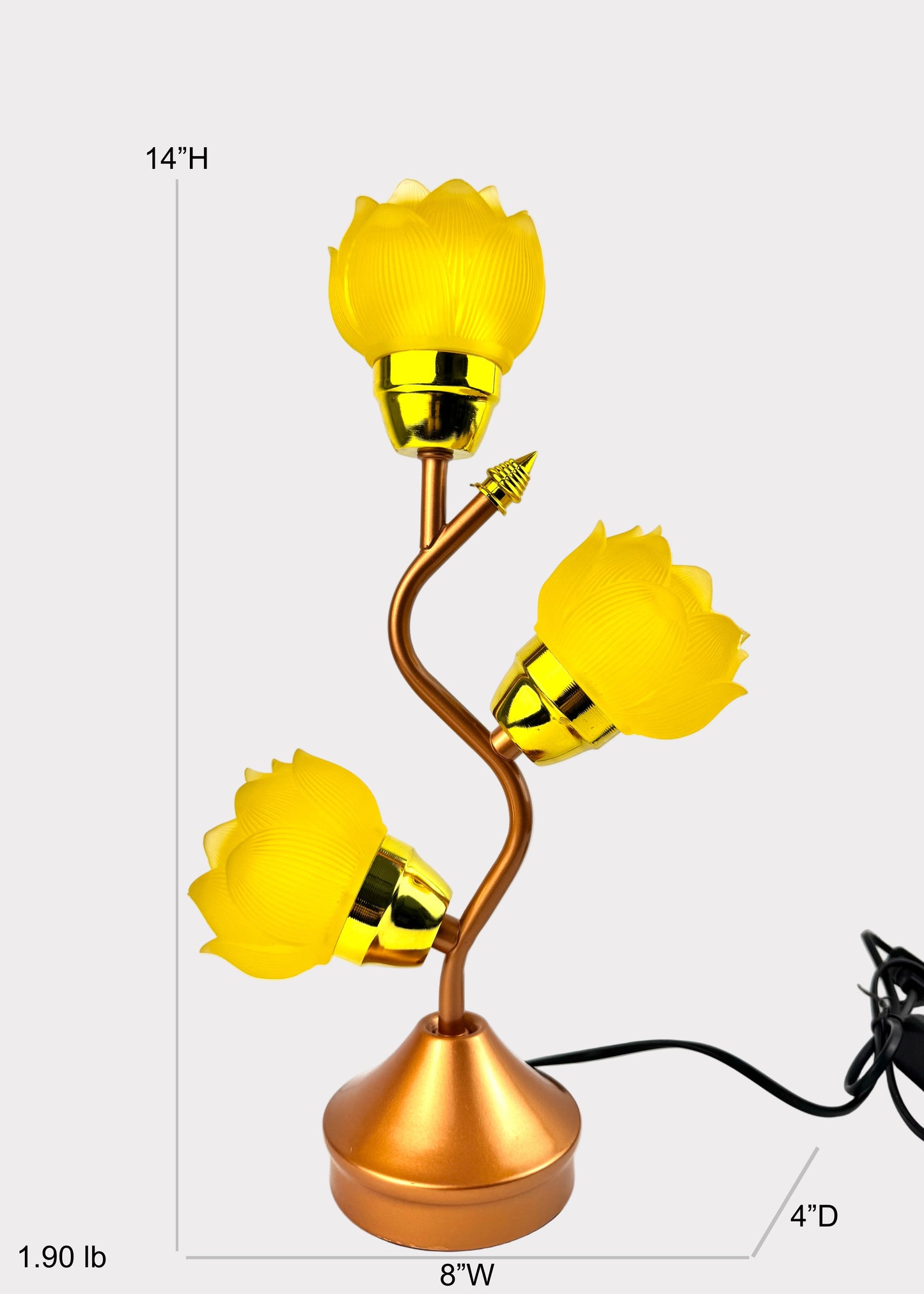 Lotus LED Lamp – 3 Yellow Flower Design – Adjustable Color & Glow Speed