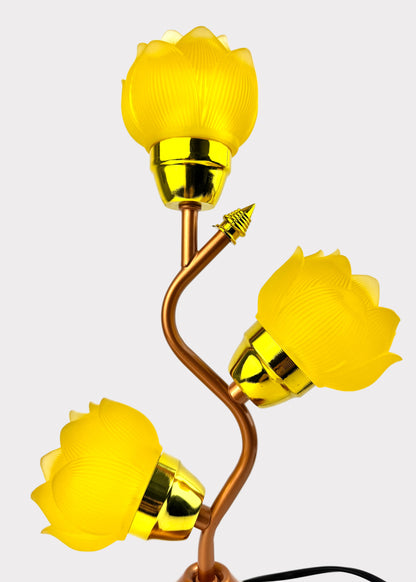 Lotus LED Lamp – 3 Yellow Flower Design – Adjustable Color & Glow Speed