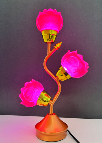 Lotus LED Lamp – 3 Yellow Flower Design – Adjustable Color & Glow Speed