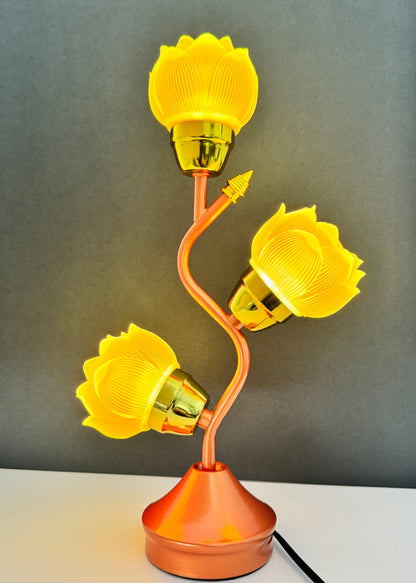 Lotus LED Lamp – 3 Yellow Flower Design – Adjustable Color & Glow Speed