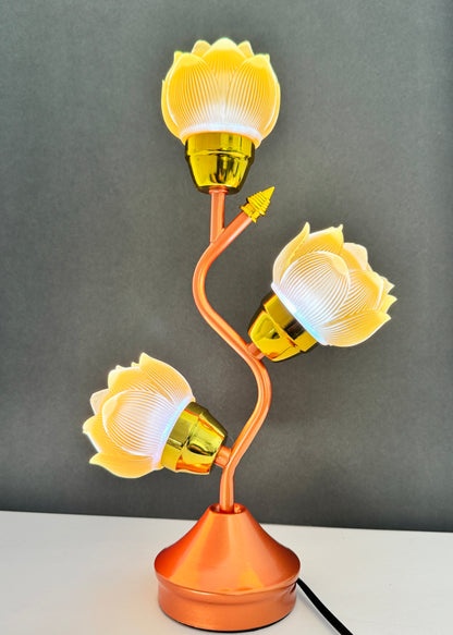 Lotus LED Lamp – 3 Yellow Flower Design – Adjustable Color & Glow Speed