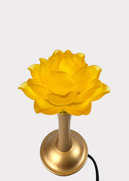 Lotus Lamp Pair – Solid Yellow – Golden Base