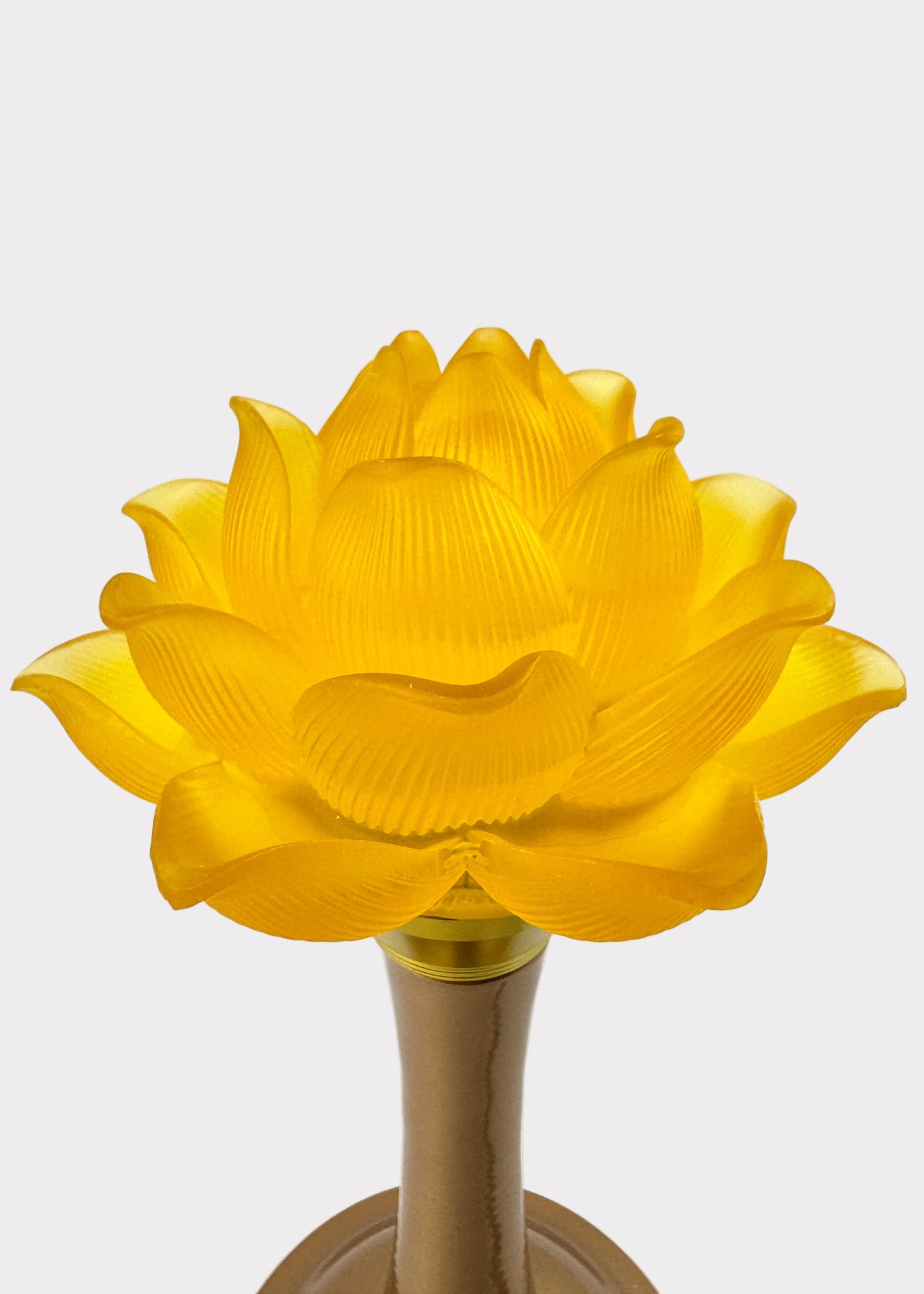 Lotus Lamp Pair – Solid Yellow – Golden Base