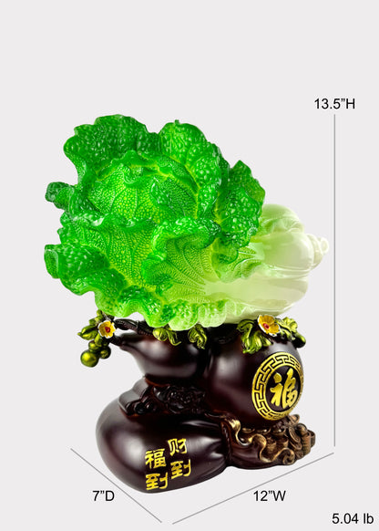 Prosperity Cabbage with Hulu and Fortune Symbol – Wealth and Blessing Décor
