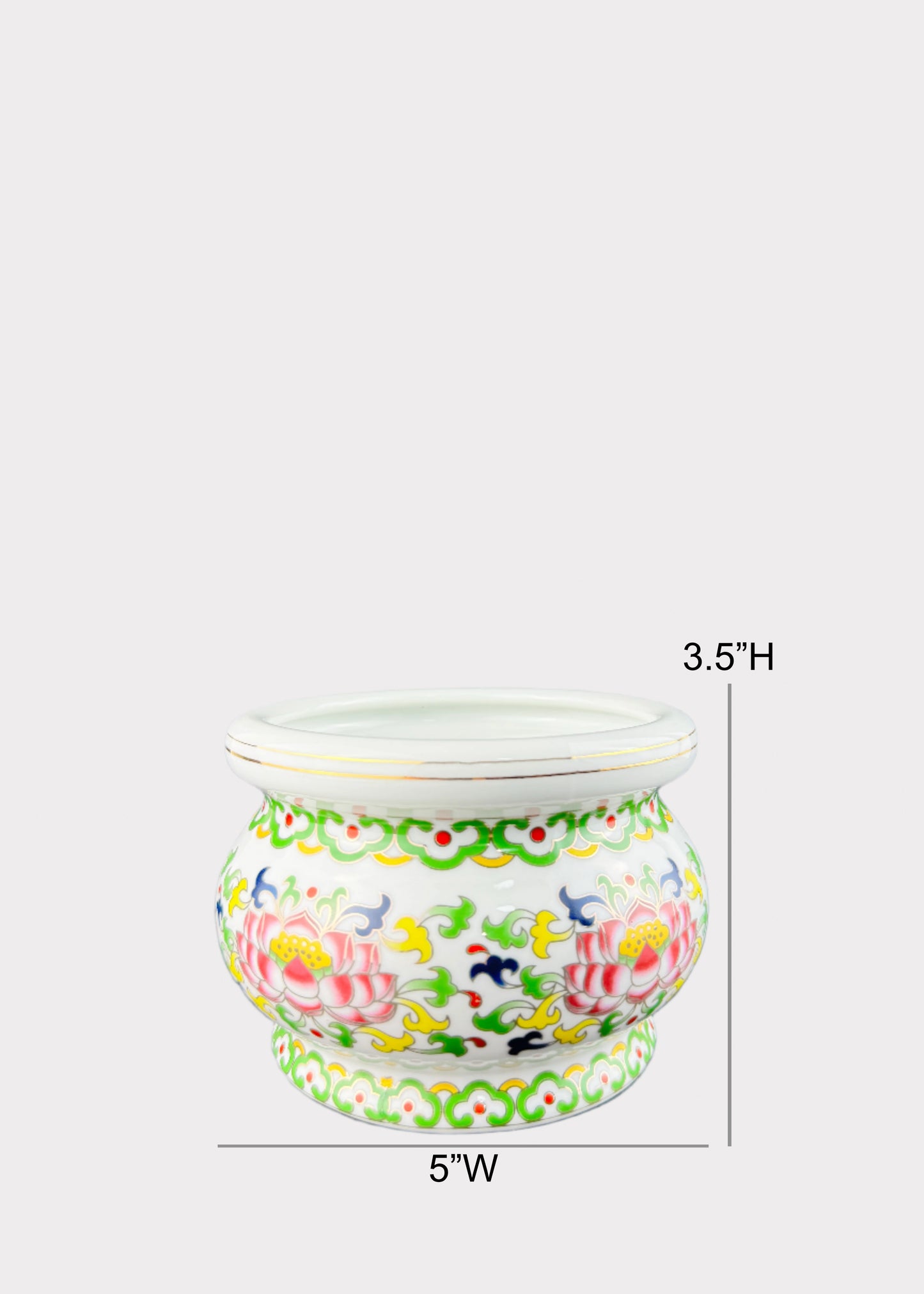 Multicolor Lotus – Incense Holder Pot with Gold Rim – Ceramic
