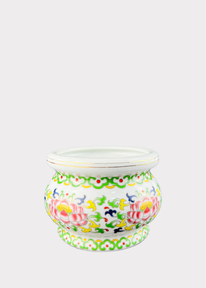 Multicolor Lotus – Incense Holder Pot with Gold Rim – Ceramic