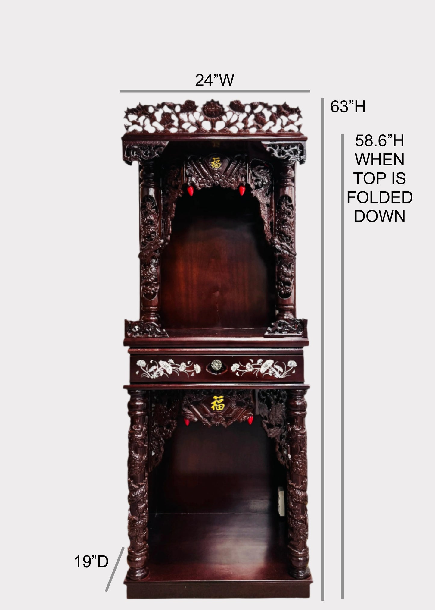 24” 2-Tier Altar – Dragon – Red