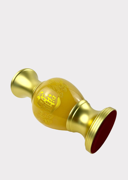 Yellow Jade Finish Offering Vase with Gold-Tone Metal Accents