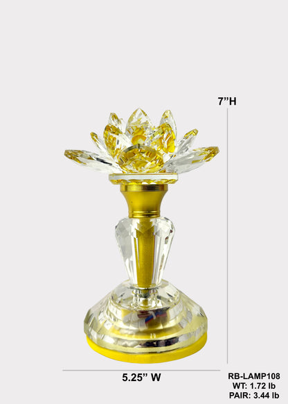 Crystal Lotus Color-Changing LED Altar Lamp - Multicolor or Solid Light (Pair)