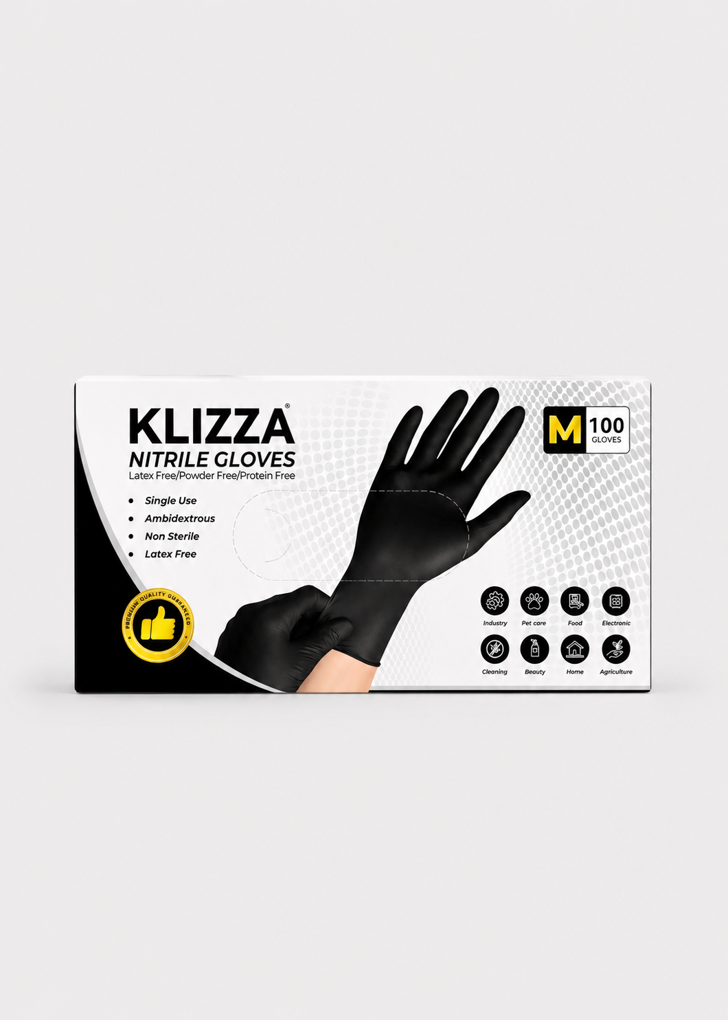 KLIZZA Black Nitrile Disposable Gloves - Latex-Free, Powder-Free, 100 Count