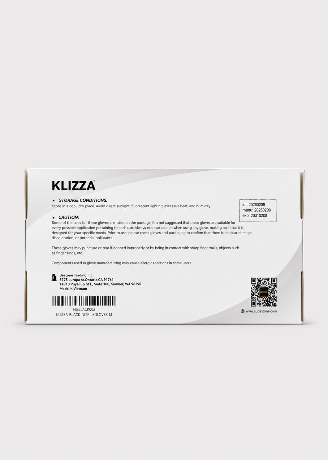 KLIZZA Black Nitrile Disposable Gloves - Latex-Free, Powder-Free, 100 Count