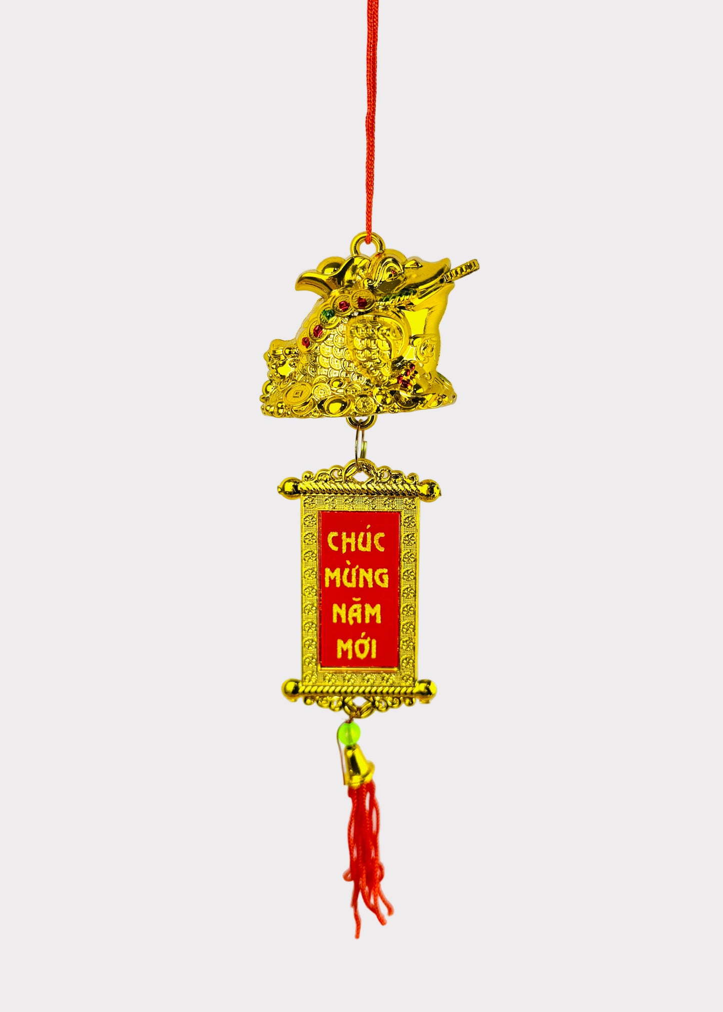 Golden Frog with Lucky Scroll Ornament – Lunar New Year & Tet (5 Count)