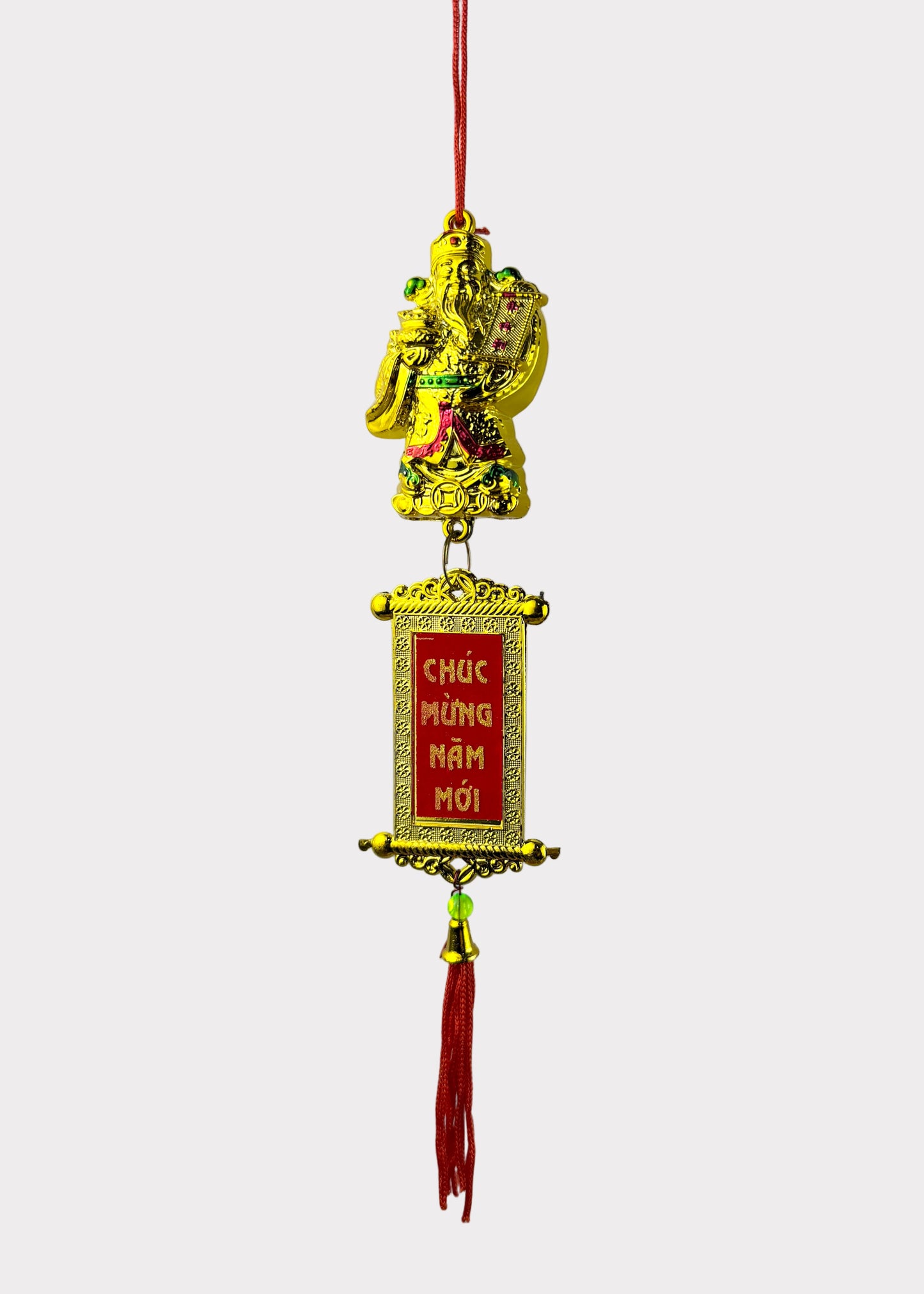 Golden God of Wealth Hanging Ornament – Lunar New Year Décor (5 Count)