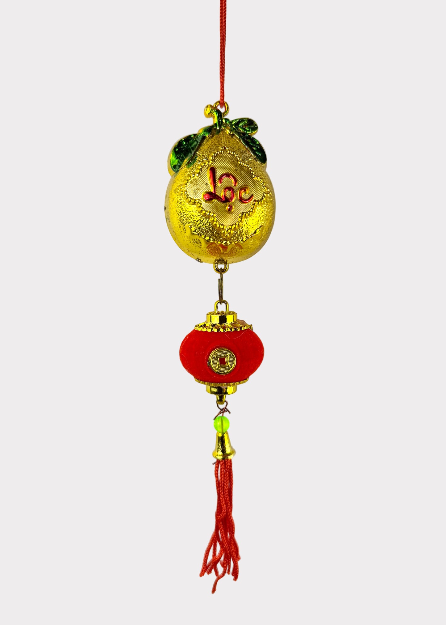 Golden Pomelo with Red Lantern Hanging Ornament – Lunar New Year (5 Count)