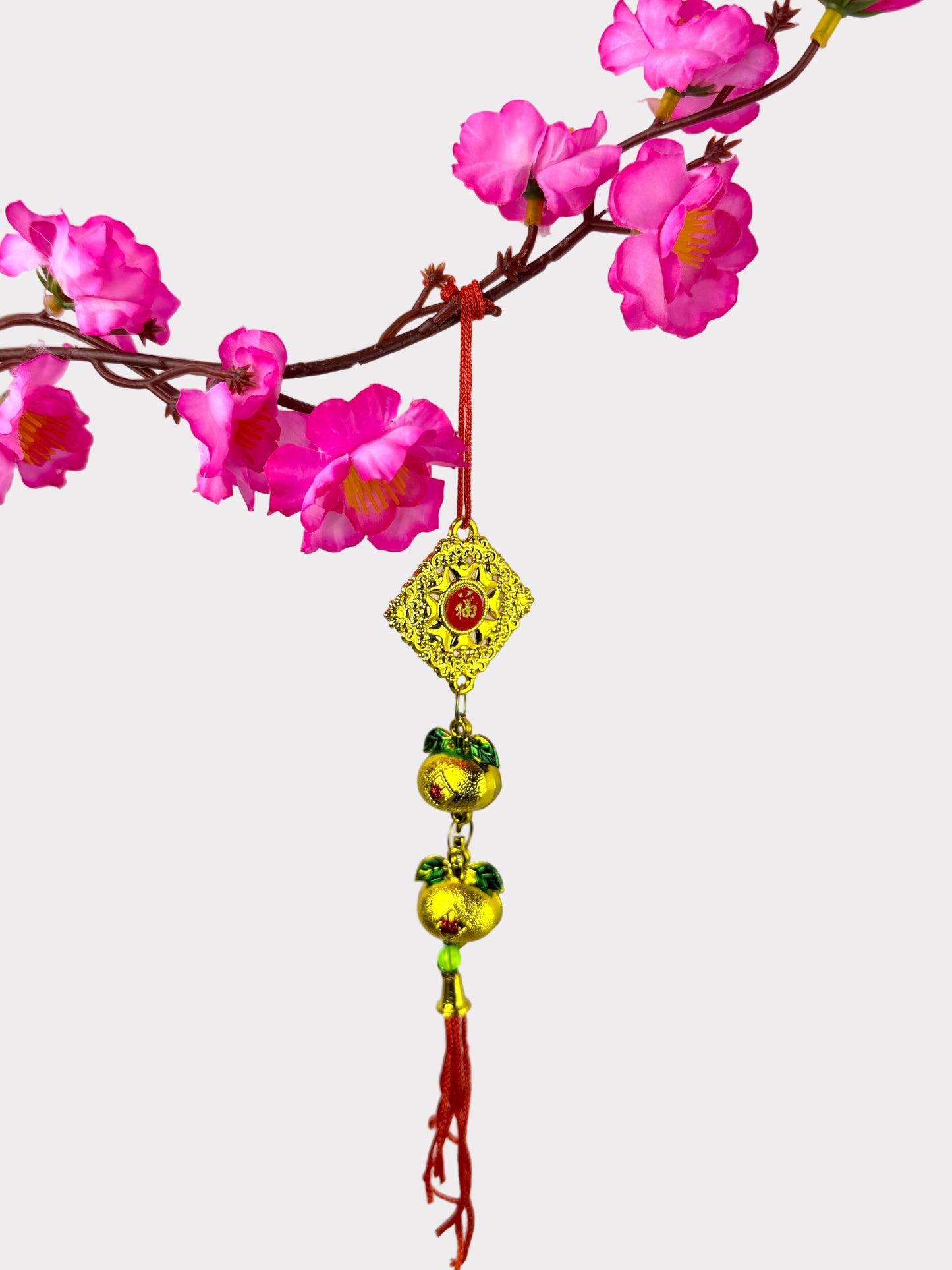 Golden Tangerine Hanging Ornament – Lunar New Year Decoration (10 Count)