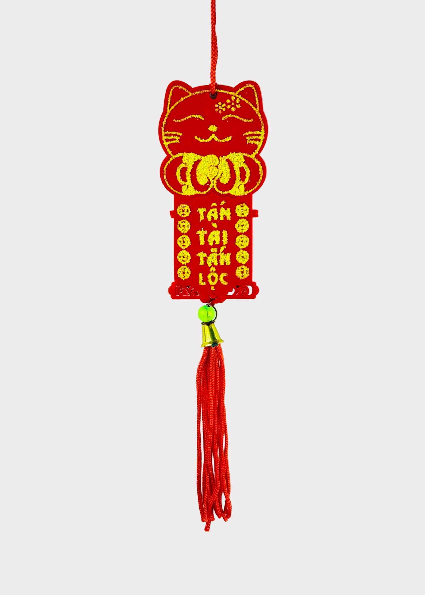 Lucky Cat Red Hanging Ornaments – Lunar New Year Decorations (10 Count)