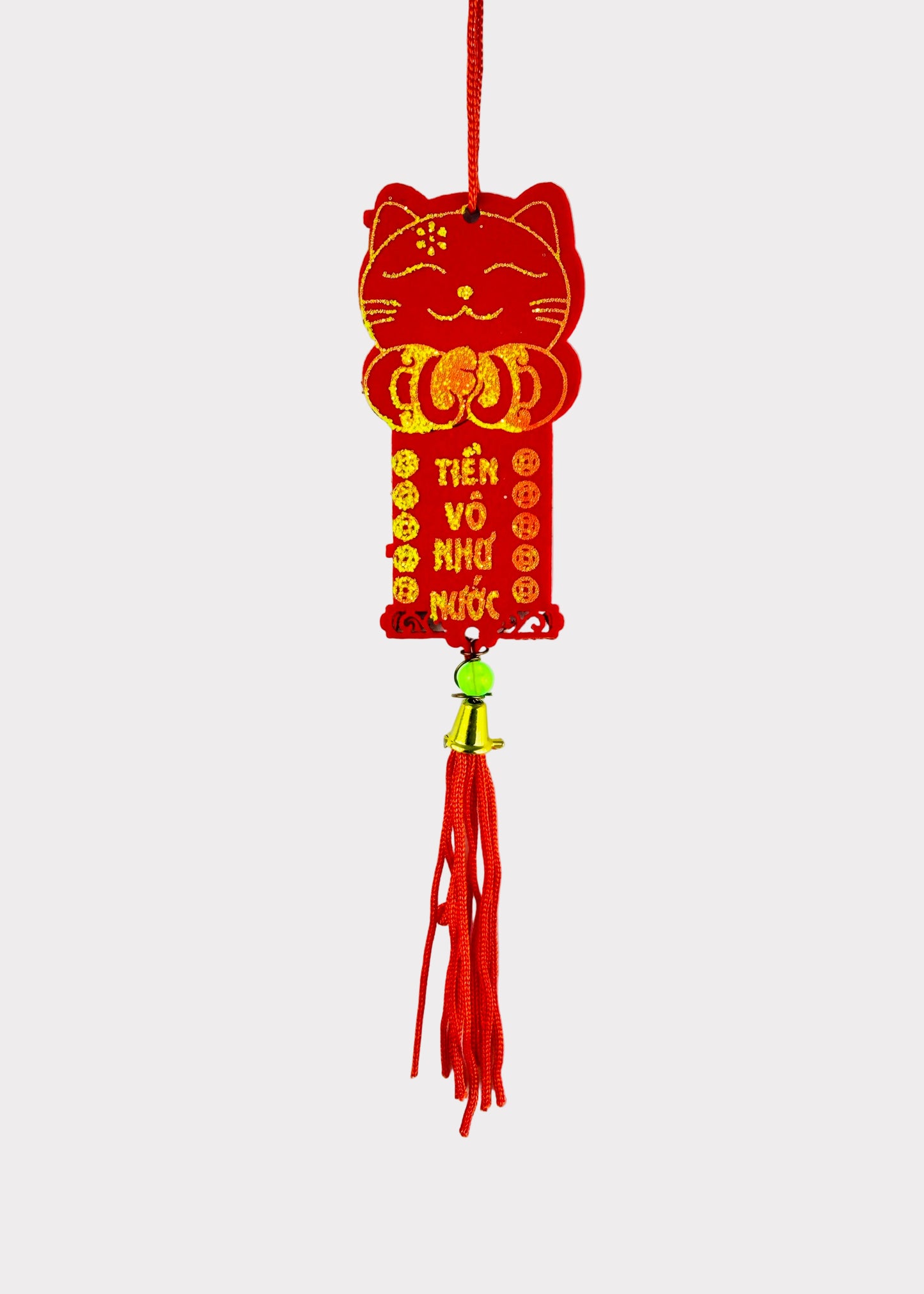 Lucky Cat Red Hanging Ornaments – Lunar New Year Decorations (10 Count)