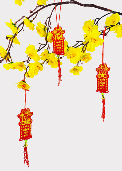 God of Wealth Red Hanging Ornament – Chúc Mừng Năm Mới – Lunar New Year Decoration (10 Count)