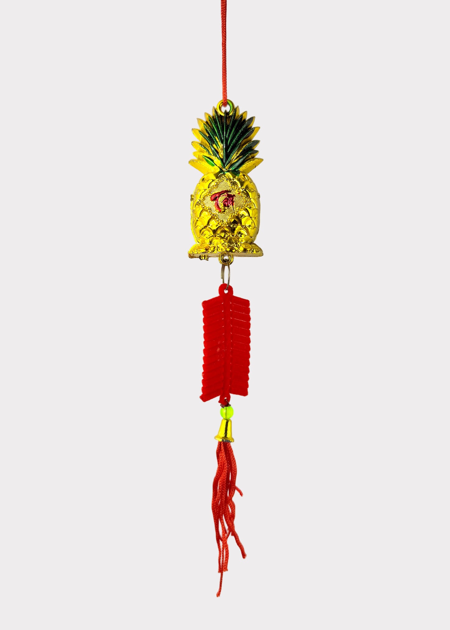Golden Pineapple Hanging Ornament – Lunar New Year Prosperity Décor (5 Count)