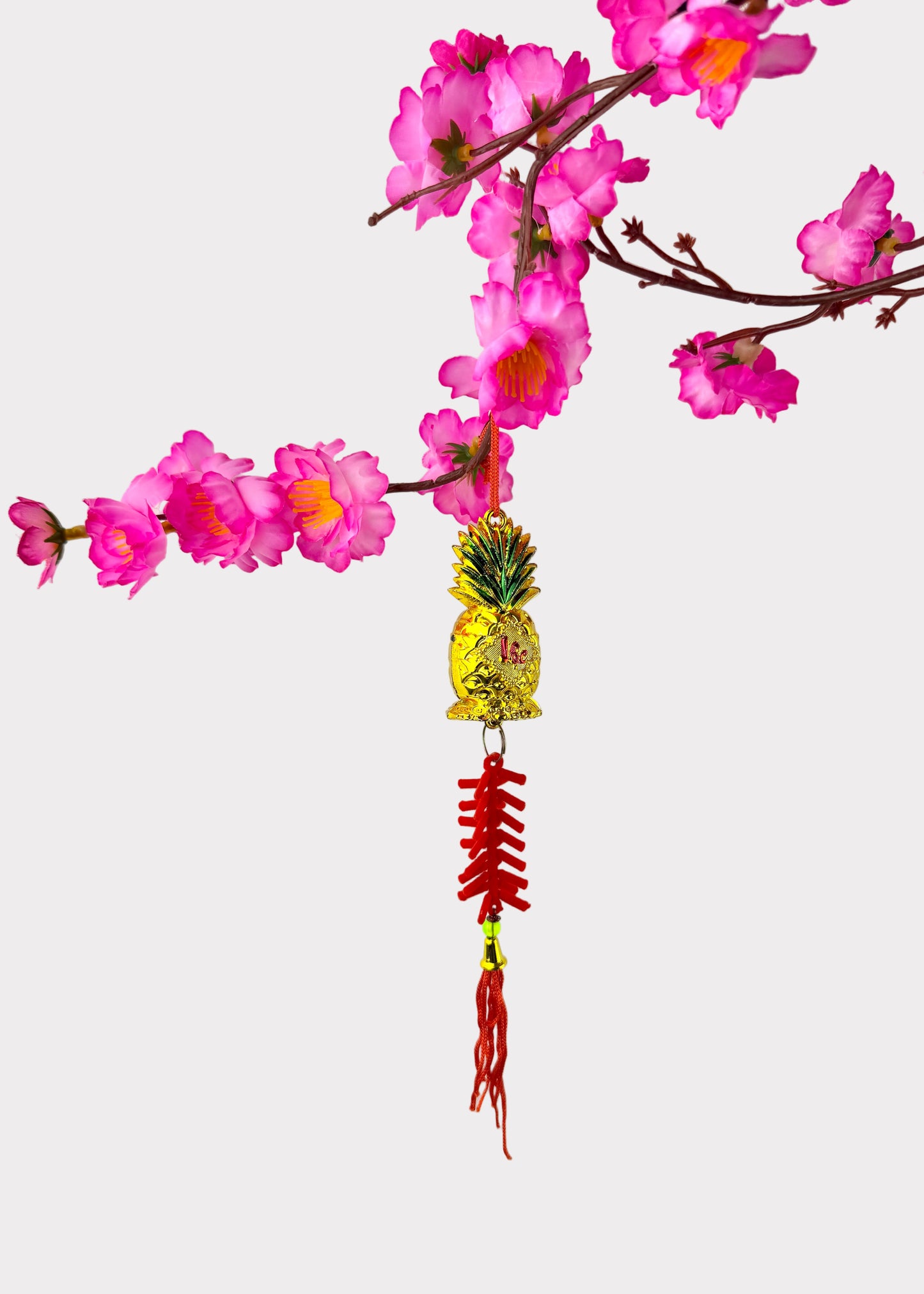 Golden Pineapple Hanging Ornament – Lunar New Year Prosperity Décor (5 Count)